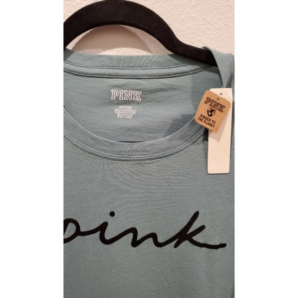 PINK Logo Long Sleeve Green Tee - Picture 4 of 4